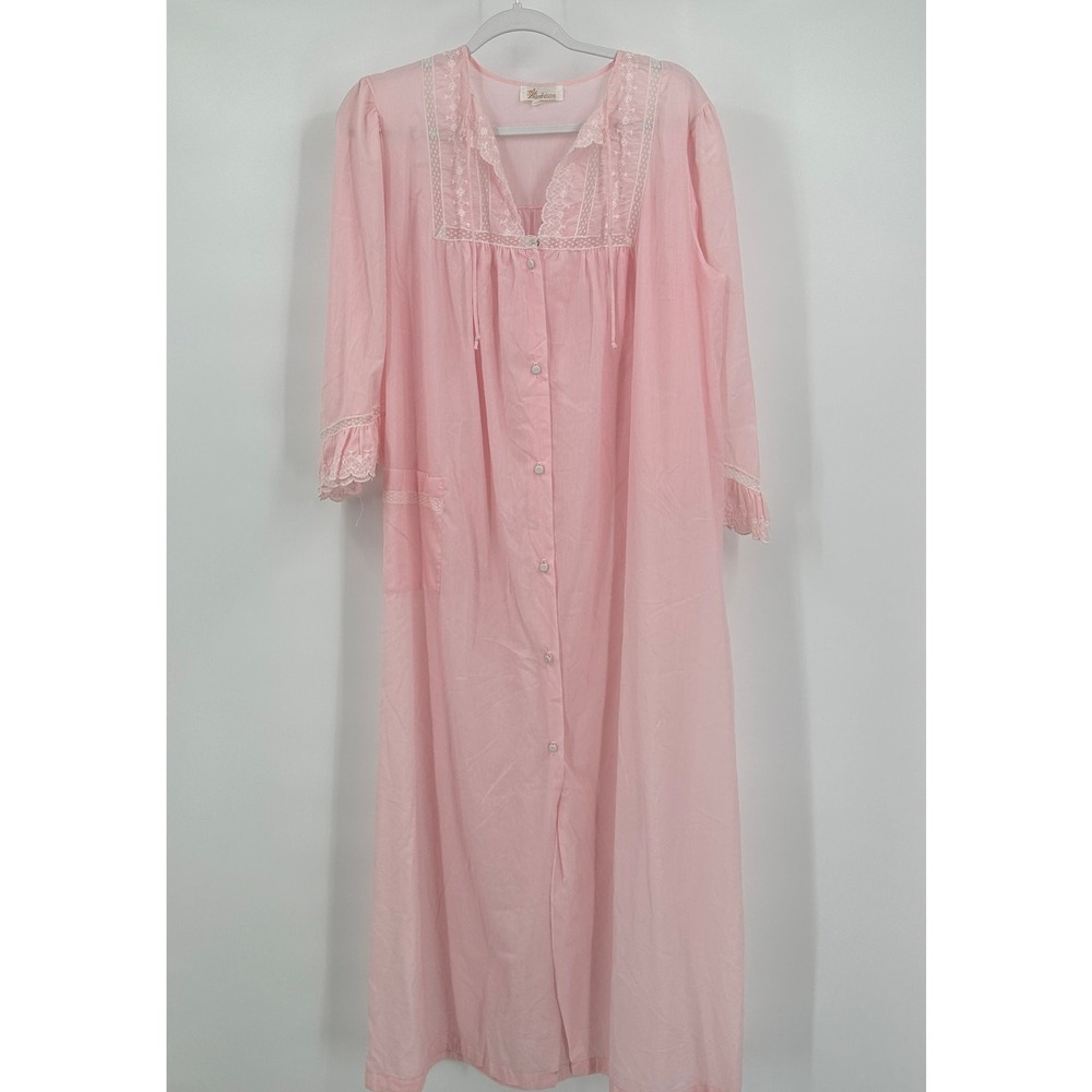 Barbizon Womens Vintage Coquette Victorian Robe Size M Pink Boudoir Shabby‎ Chic